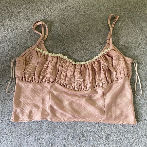 Verge Girl Ruffle and Lace Pink Open Back Camisole - Picture 1 of 3